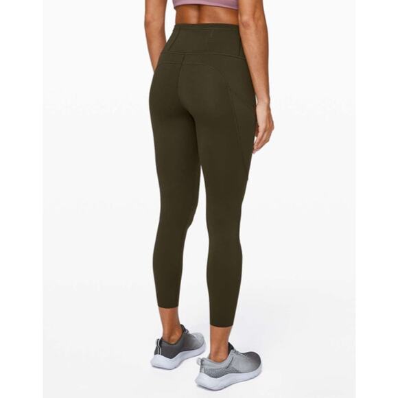 Lululemon Leggings Fast & Free 7/8 Tight II Non Reflective Nulux 25" Dark Olive - Picture 2 of 10